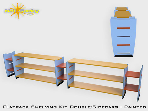 Flat Pack Shelving Kit Simple Sidecar Double Flat-Pack Shelving Kit Simple Sidecar Double