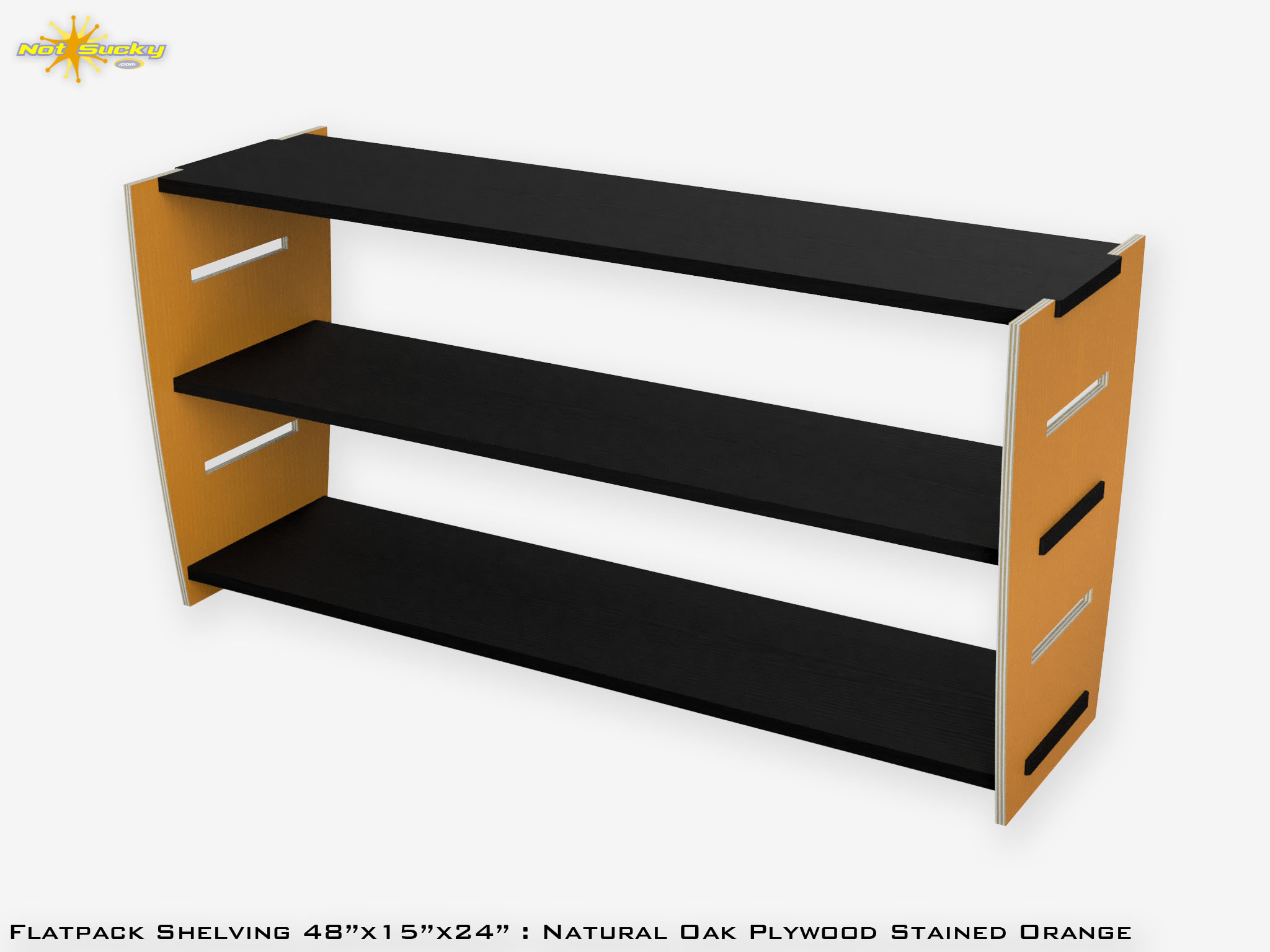 Stained Plywood Flat Pack Shelving Orange