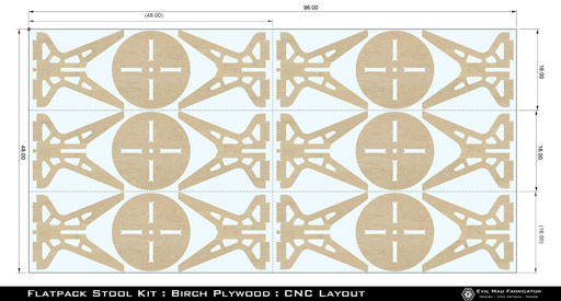Flat Pack Stool Kit : CNC Milling Layout Flat-pack Stool Kit : CNC Milling Layout