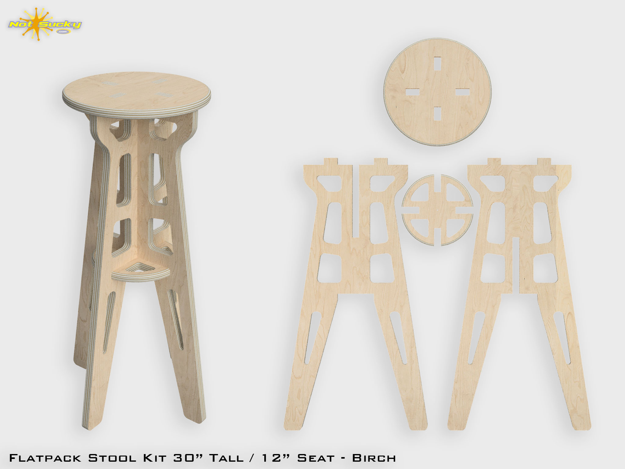 Flat Pack Stool Kit : Birch 30 Flat-pack Stool Kit : Birch 30