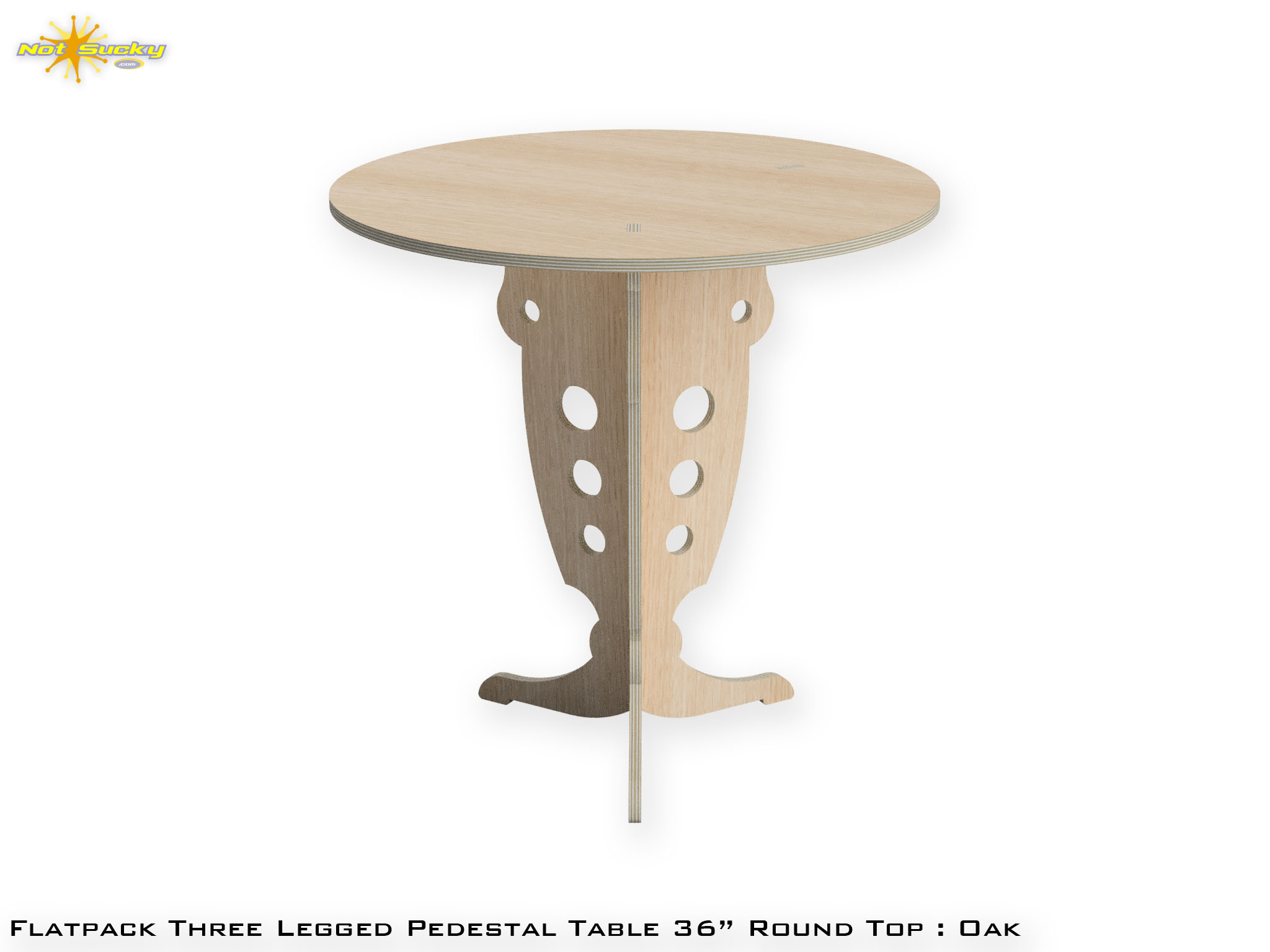 Round Oak Three Legged Flat Pack Table Round Oak Three Legged Flat Pack Table
