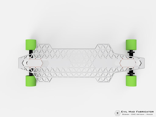 isoDeck Isogrid Aluminum Skateboard Deck : Top View isoDeck Isogrid Aluminum Skateboard Deck : Top View